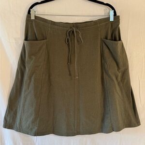 J. Jill Olive A-Line Drawstring Skirt with Front Pockets